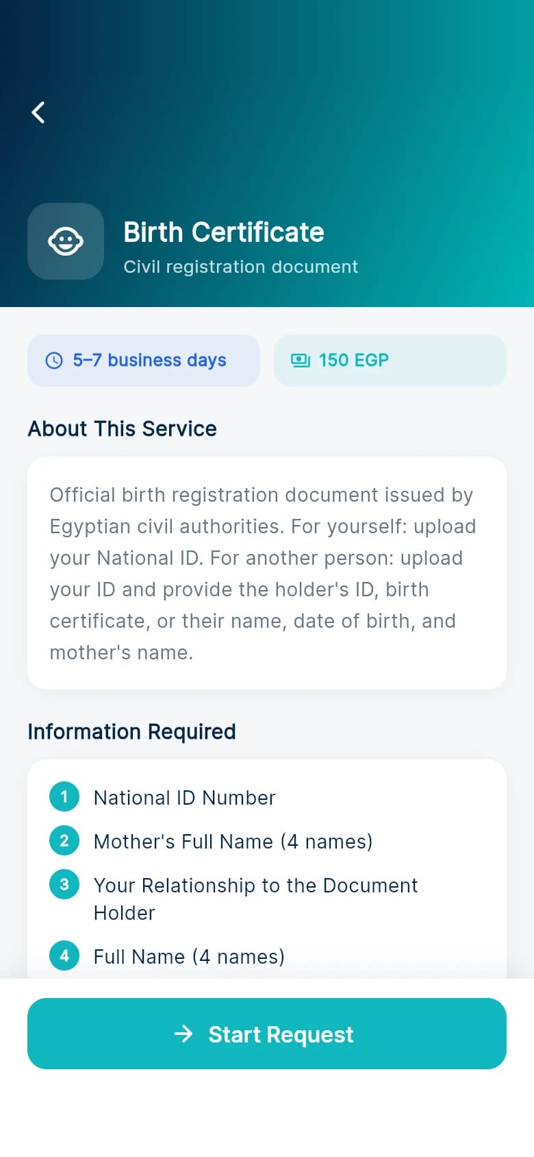 Screenshot of the Inzerv app: Service details